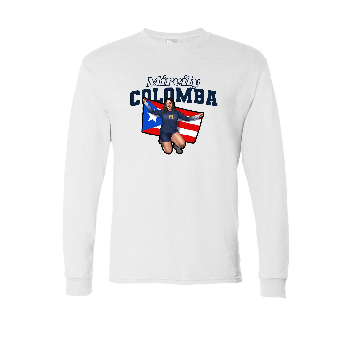 Long Sleeve Tee — Name Arch in White