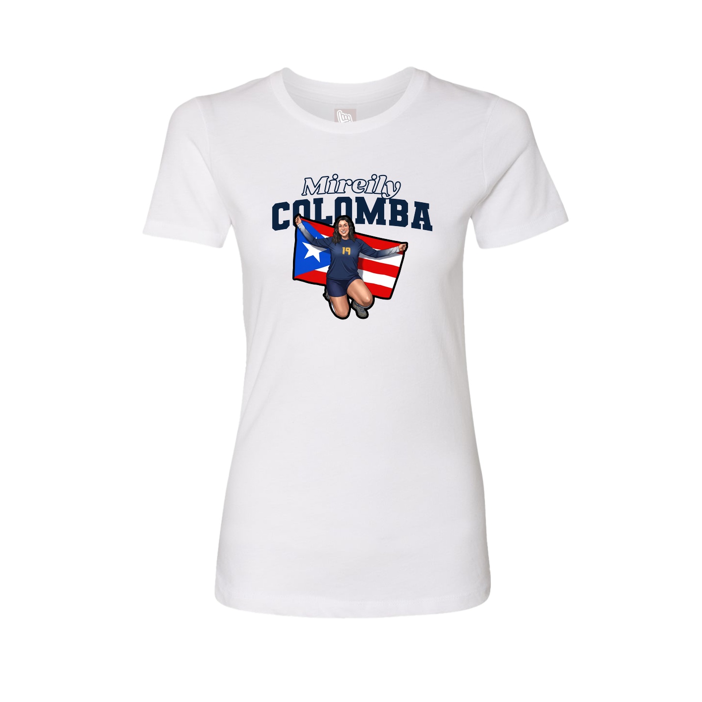 Fitted Women's Tee — Name Arch in White