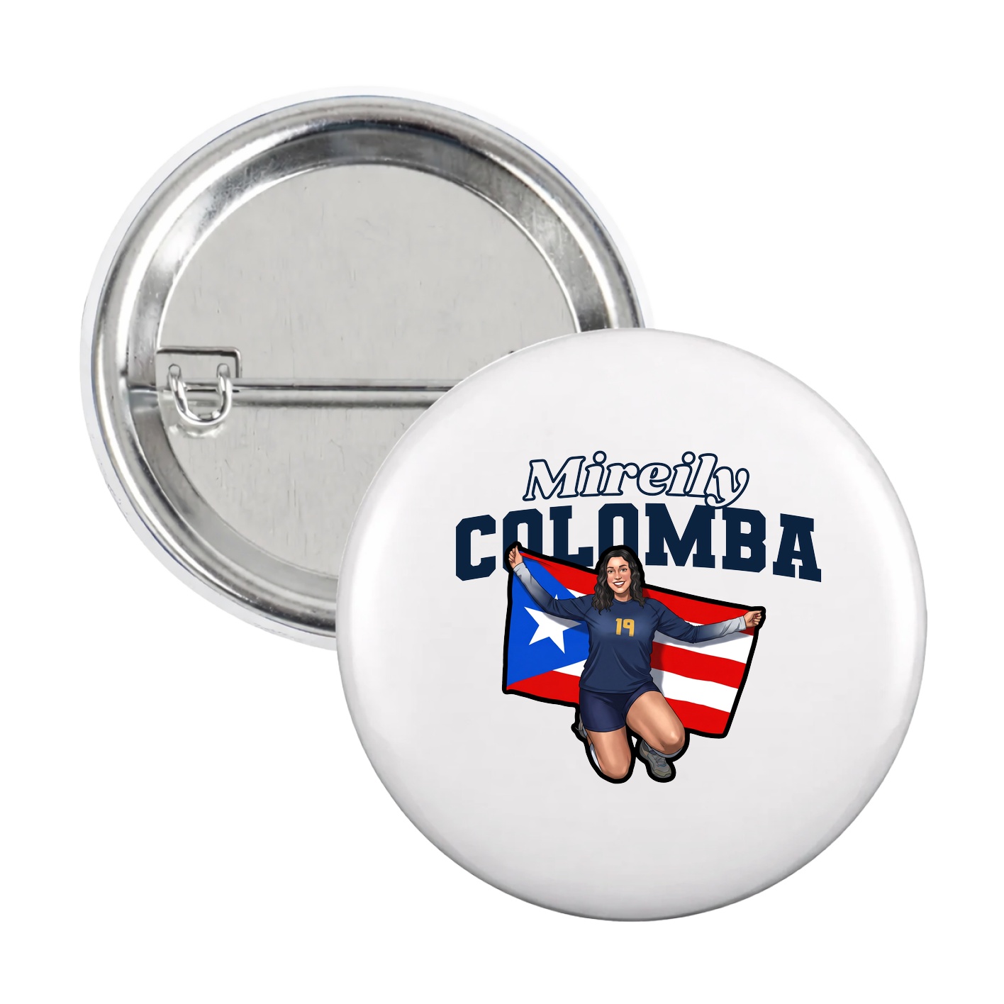 Game Day Button — Name Arch in White