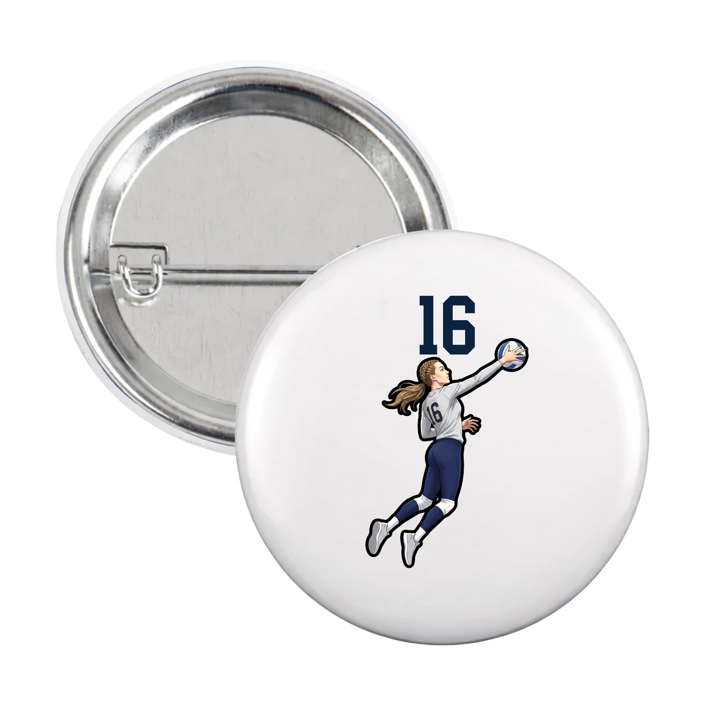 Game Day Button — Number Top in White
