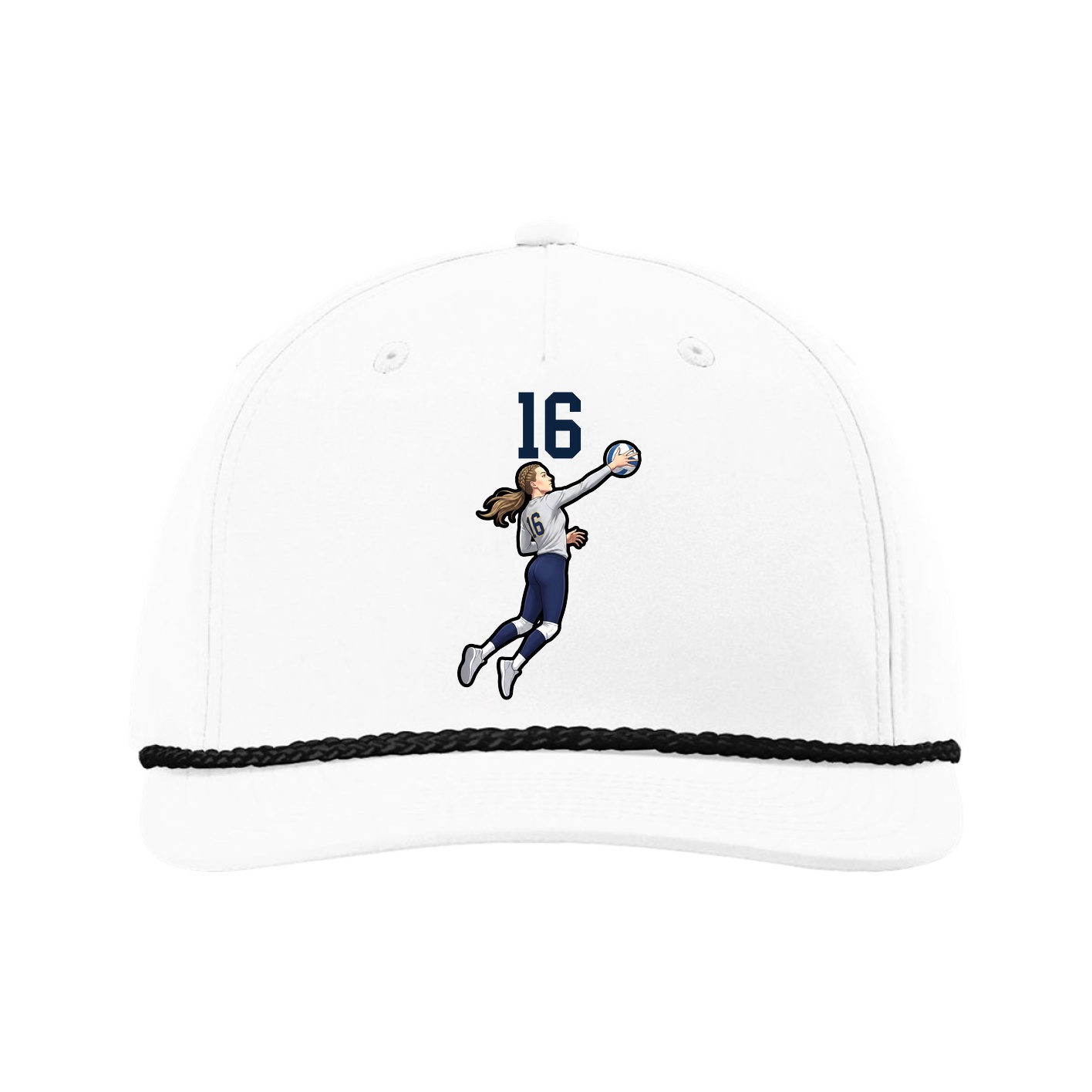 Five-Panel Classic Rope Cap — Number Top in White