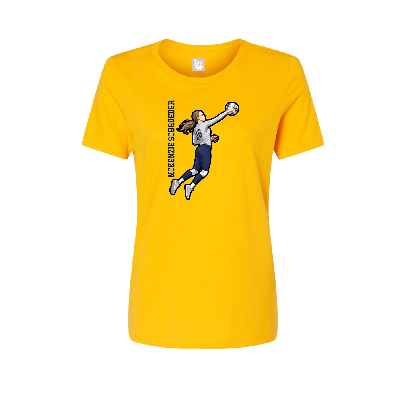 Fitted Women's Tee — Name Vertical in Gold