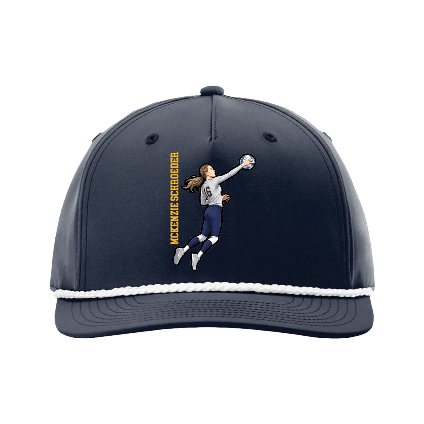 Five-Panel Classic Rope Cap — Name Vertical in Navy