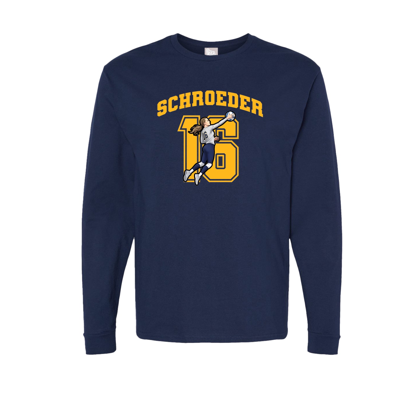 Long Sleeve Tee — Number in Navy