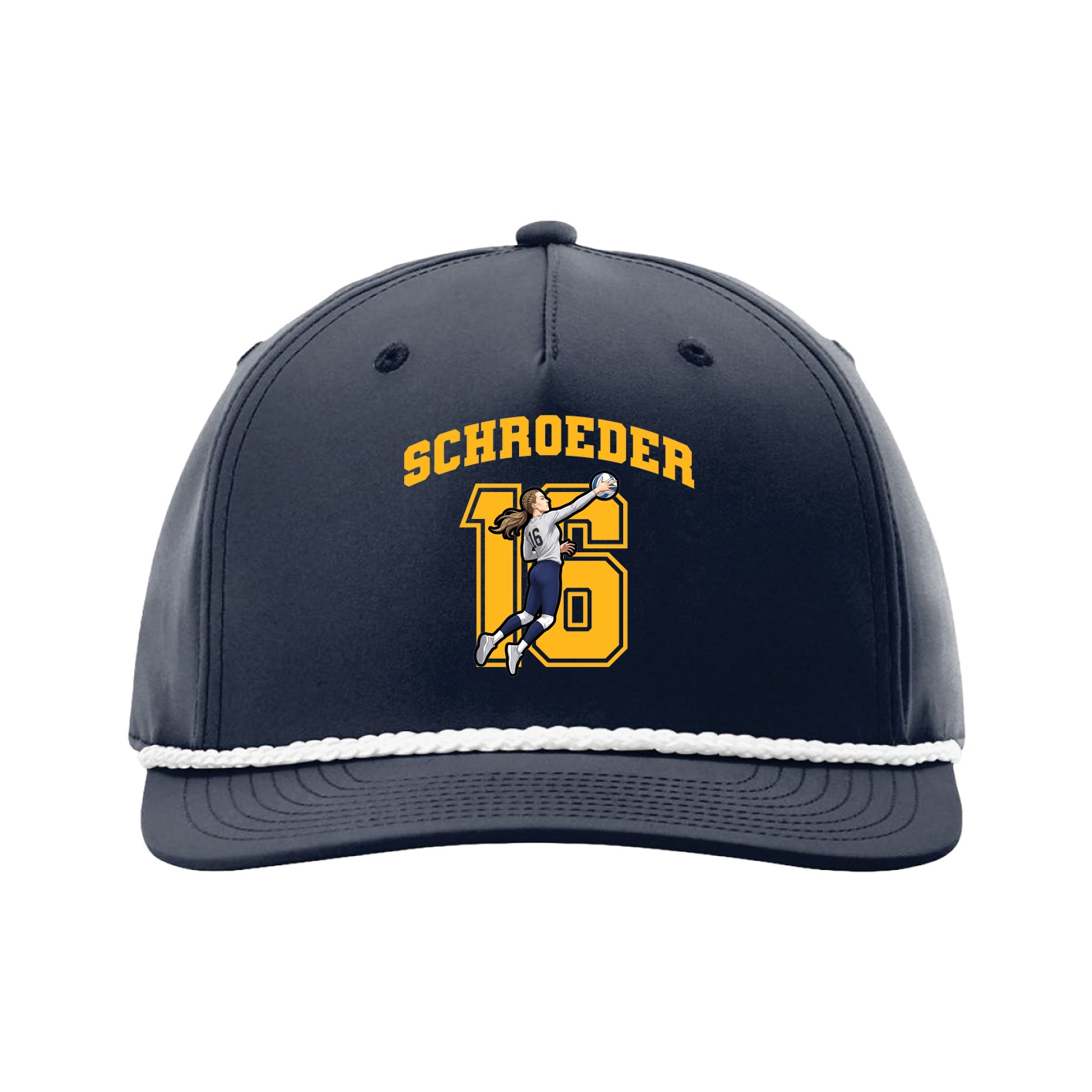 Five-Panel Classic Rope Cap — Number in Navy