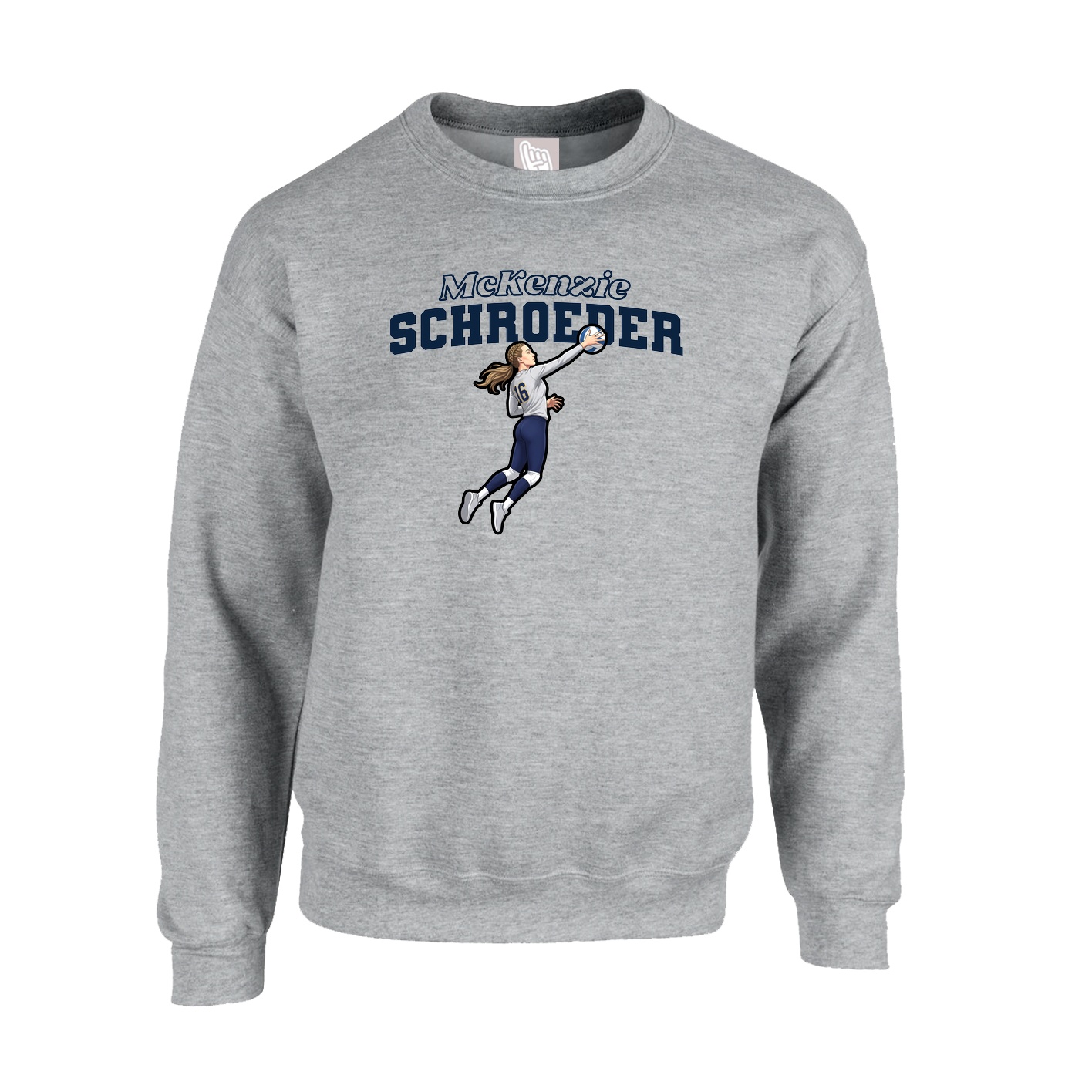 Fleece Crew — Name Arch in Grey