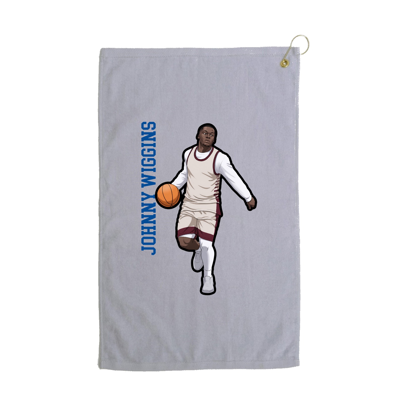 Golf Towel — Name Vertical in Grey