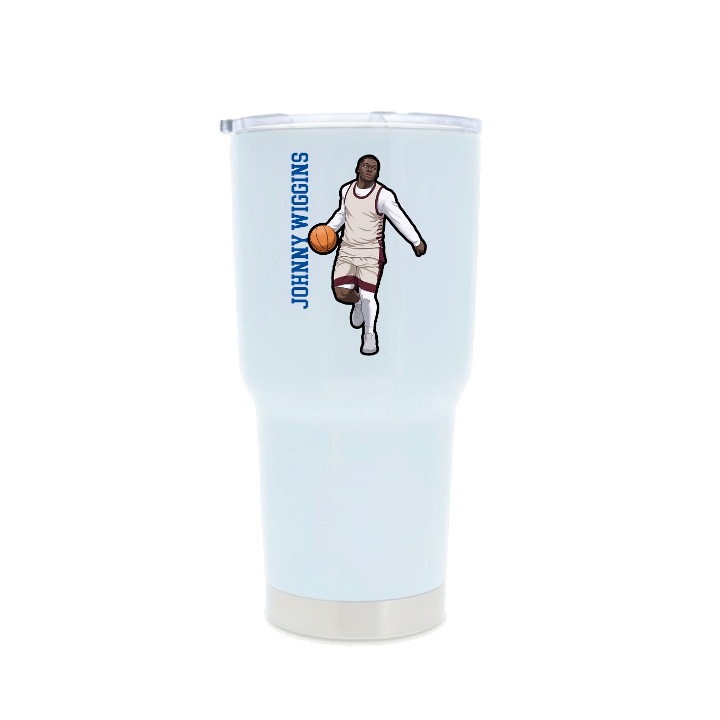 30oz Stainless Steel Tumbler — Name Vertical in White