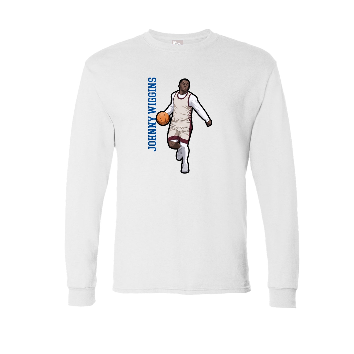 Long Sleeve Tee — Name Vertical in White