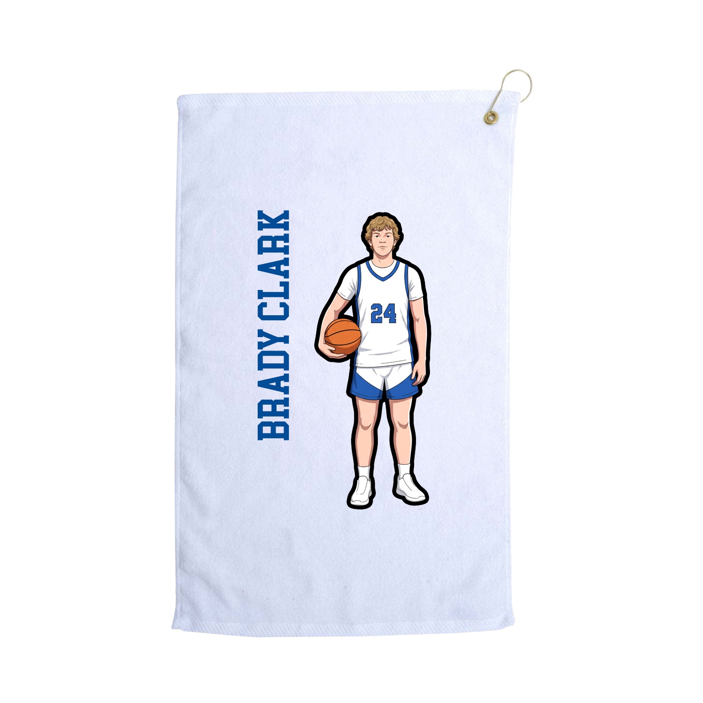Golf Towel — Name Vertical in White