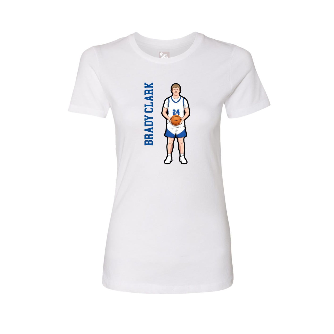 Fitted Women's Tee — Name Vertical in White