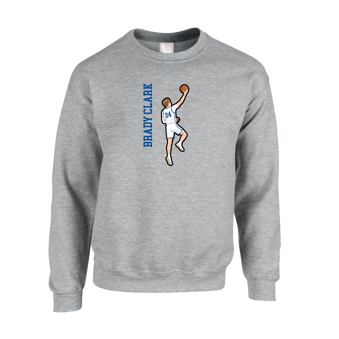 Fleece Crew — Name Vertical in Grey