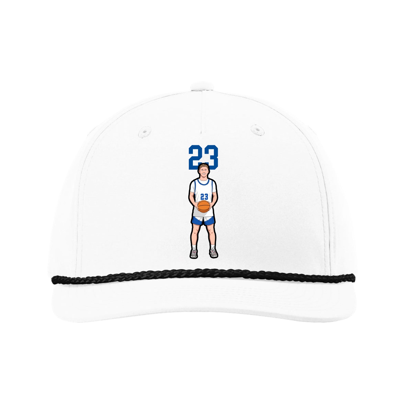 Five-Panel Classic Rope Cap — Number Top in White