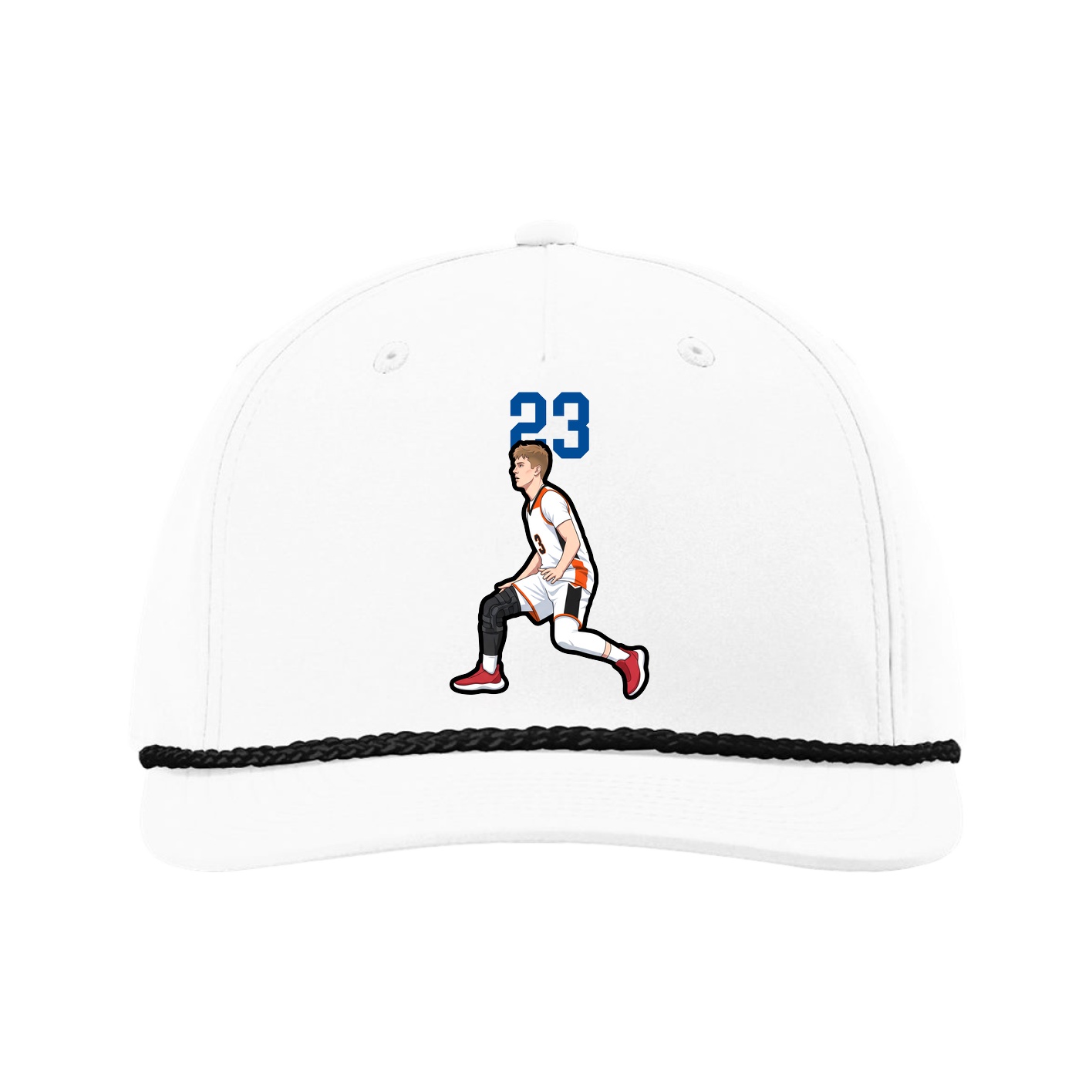 Five-Panel Classic Rope Cap — Number Top in White