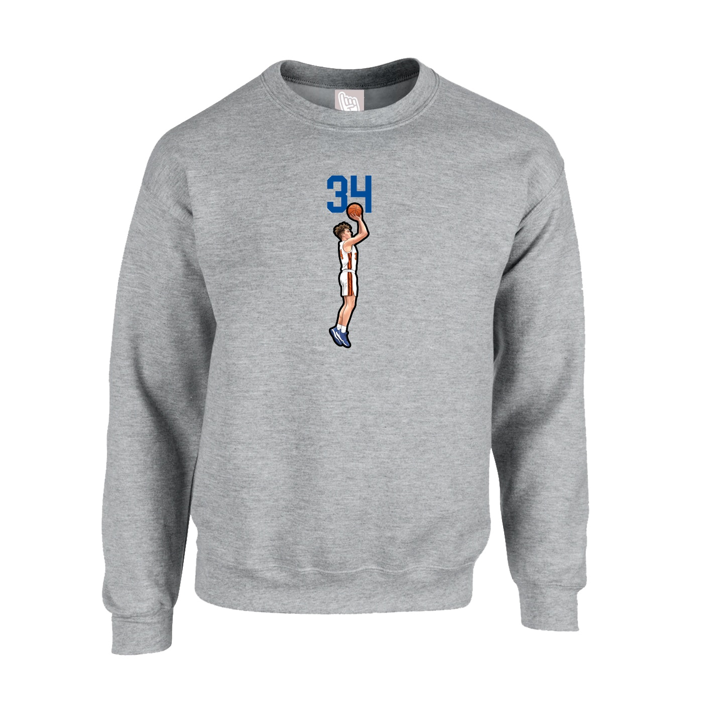 Fleece Crew — Number Top in Grey