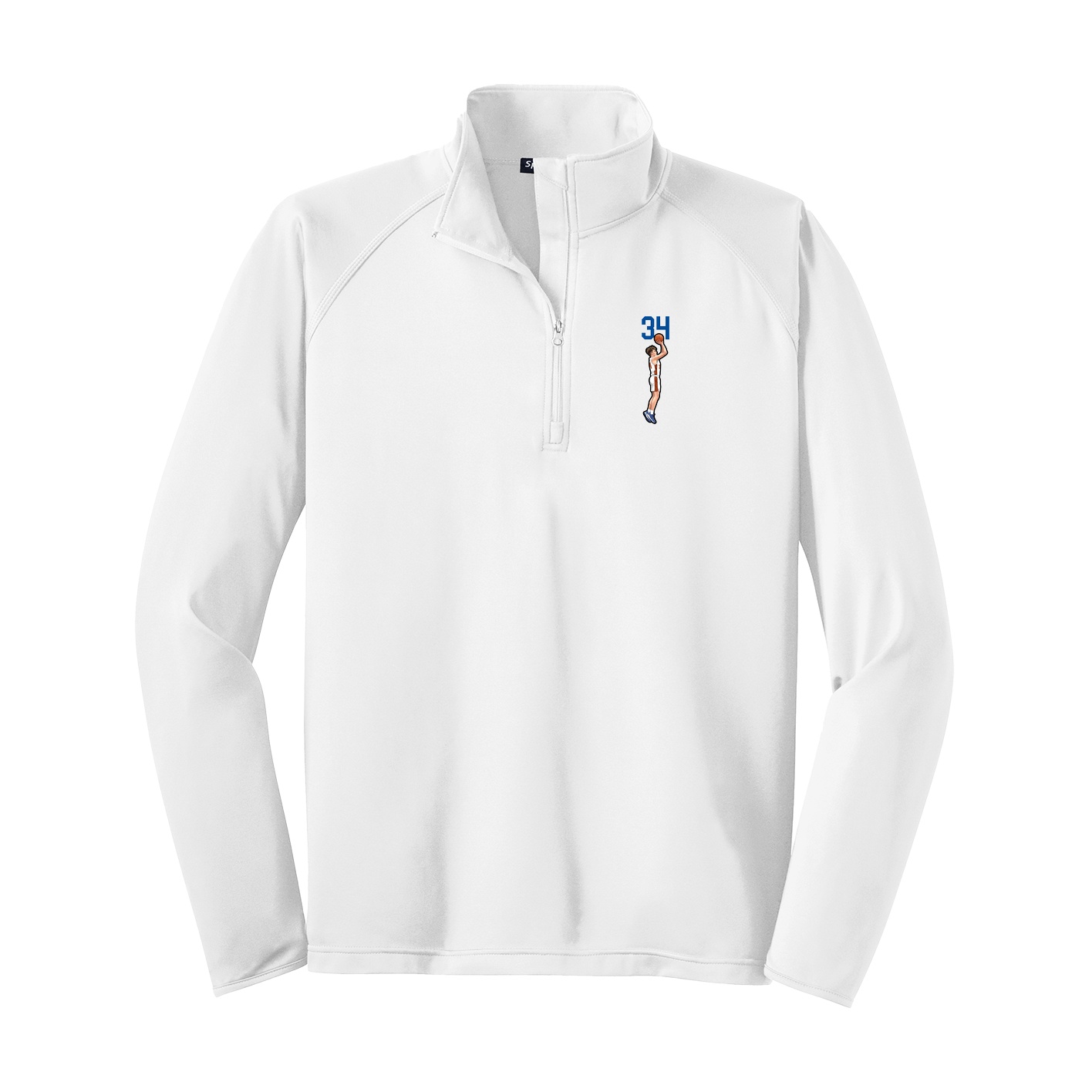 Q-Zip Pullover — Number Top in White