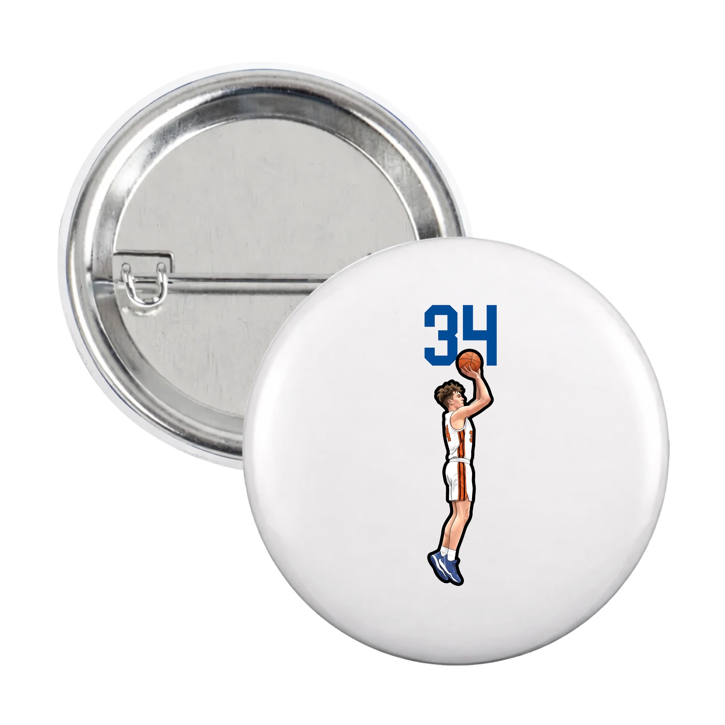 Game Day Button — Number Top in White