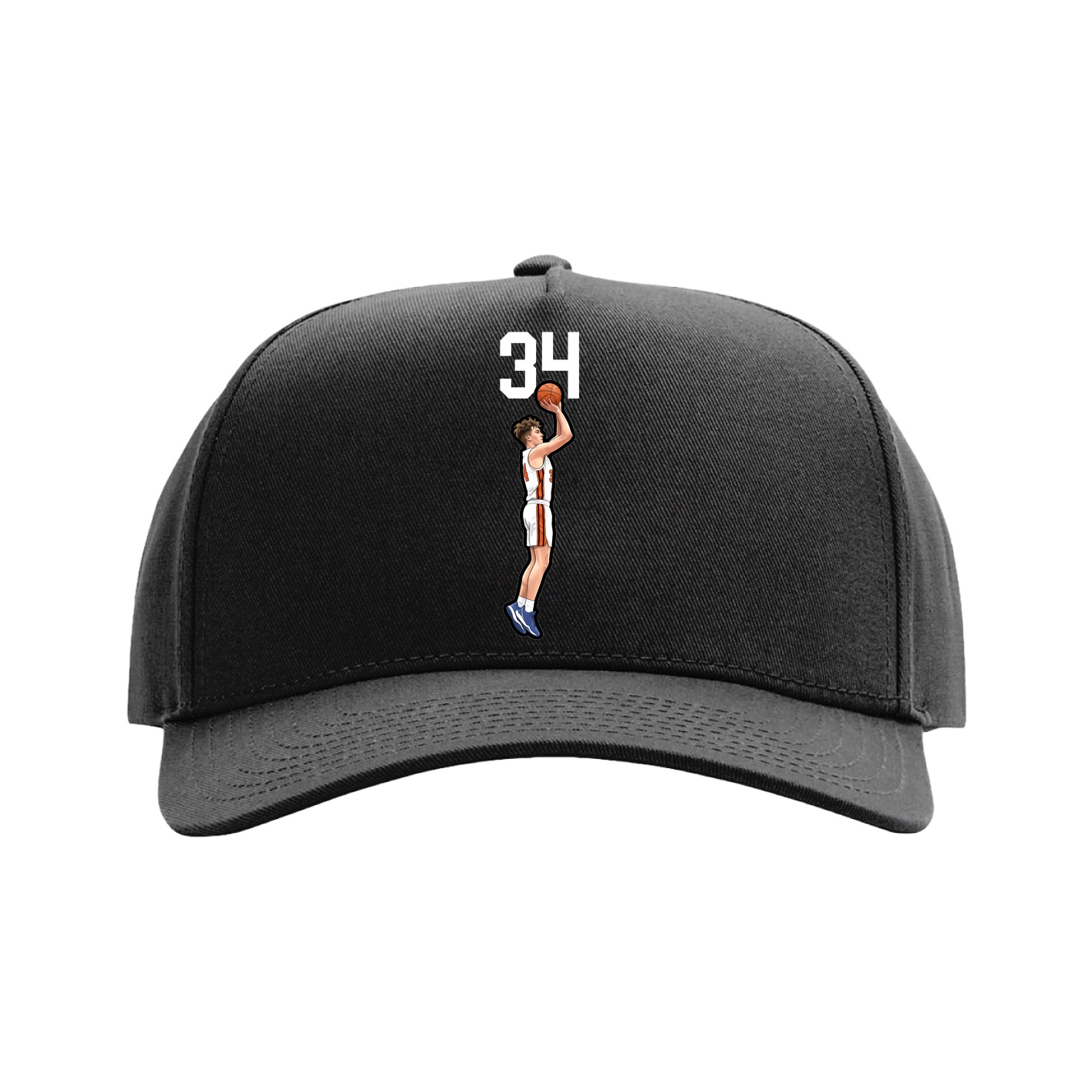 Full Fabric Five-Panel Champ Cap — Number Top in Black