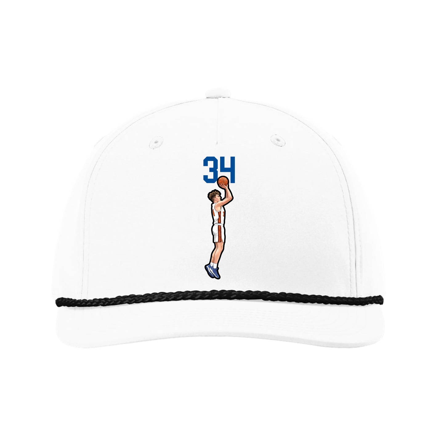 Five-Panel Classic Rope Cap — Number Top in White