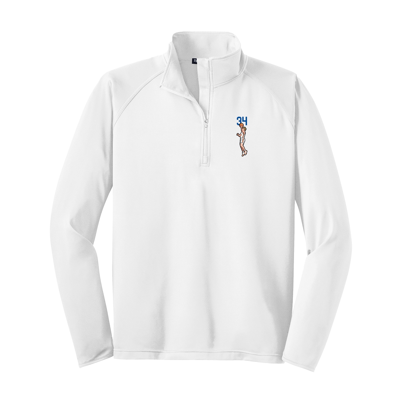 Q-Zip Pullover — Number Top in White