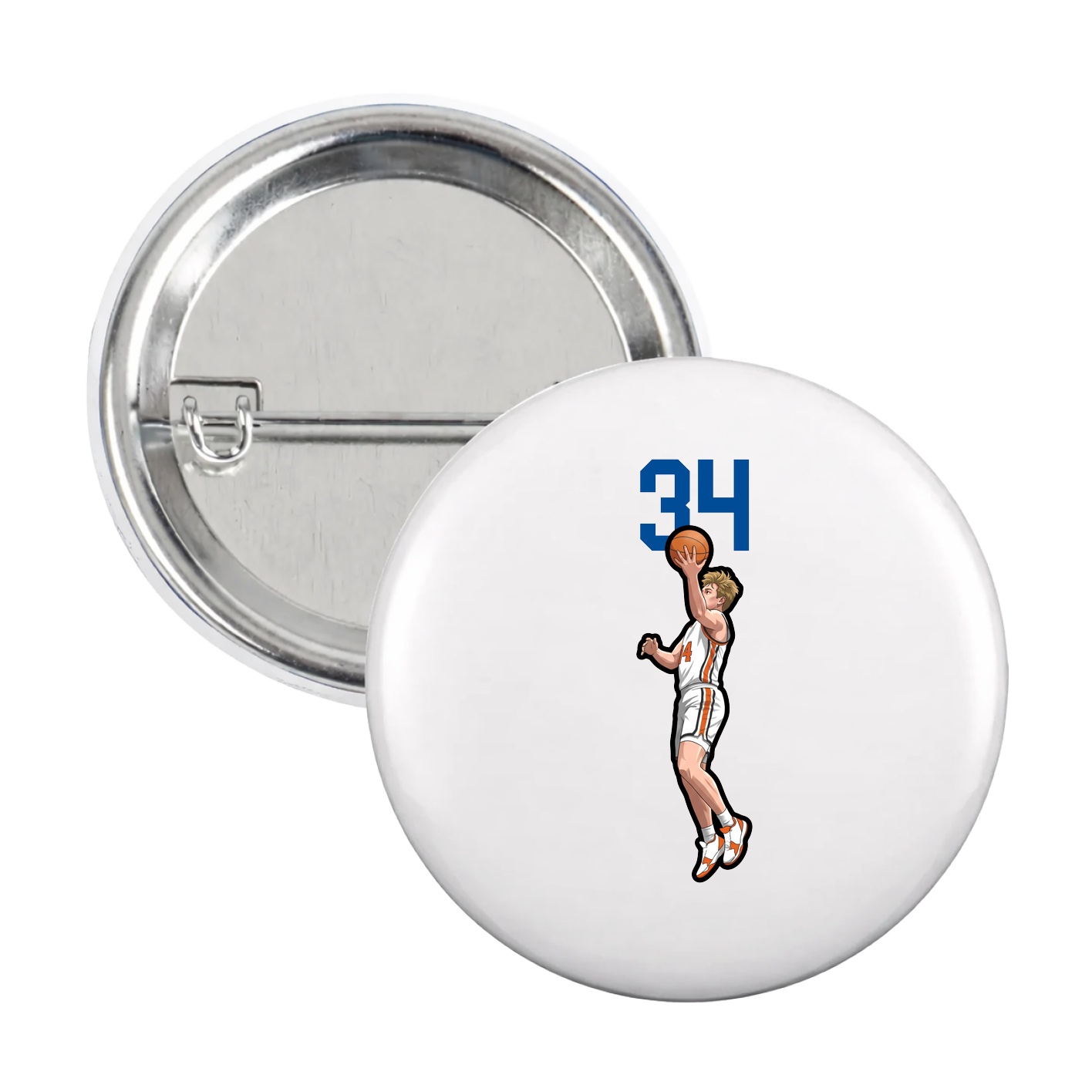 Game Day Button — Number Top in White