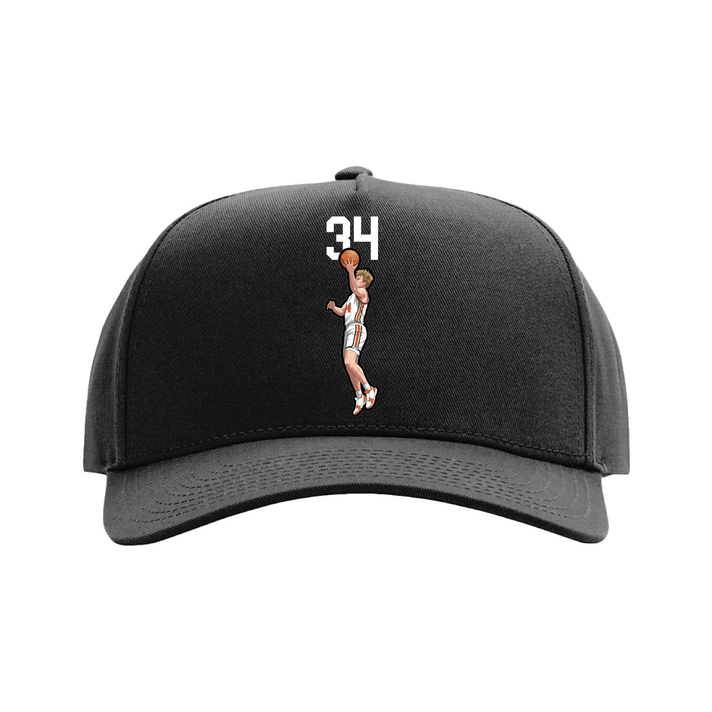 Full Fabric Five-Panel Champ Cap — Number Top in Black