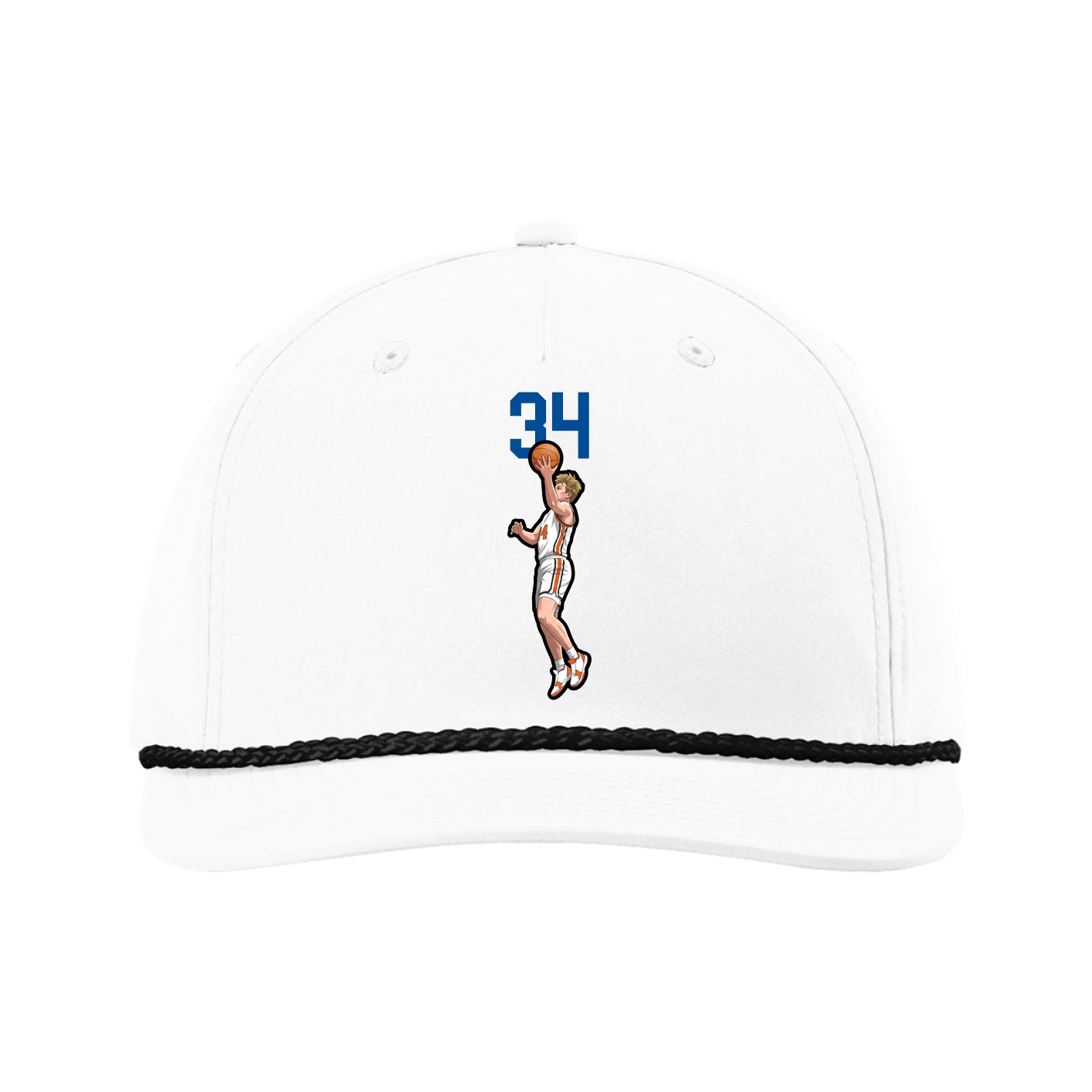 Five-Panel Classic Rope Cap — Number Top in White