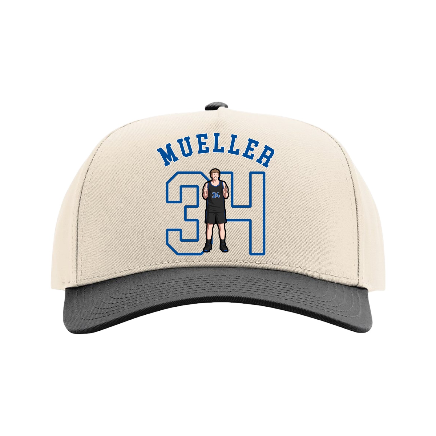 Full Fabric Five-Panel Champ Cap — Shirsey Arch in Cream/Black