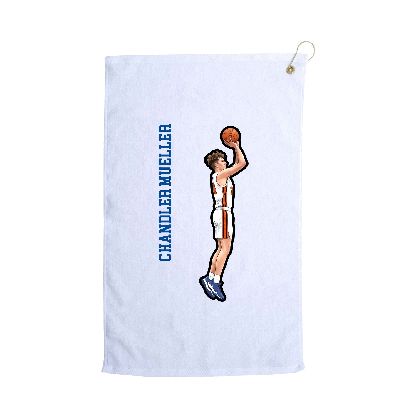 Golf Towel — Name Vertical in White