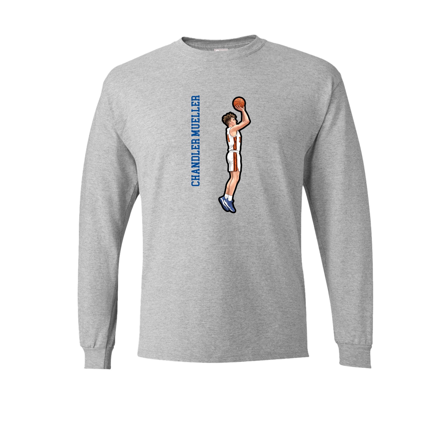 Long Sleeve Tee — Name Vertical in Grey