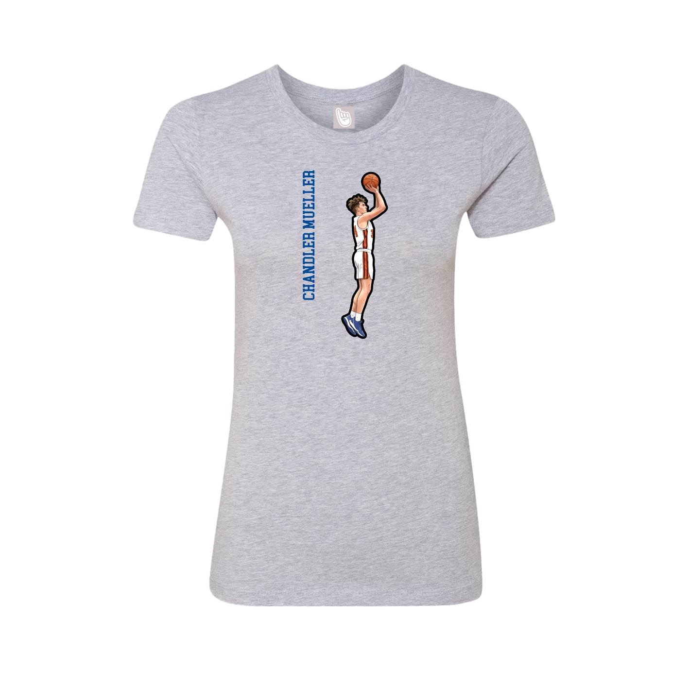 Womens Tee — Name Vertical in Grey