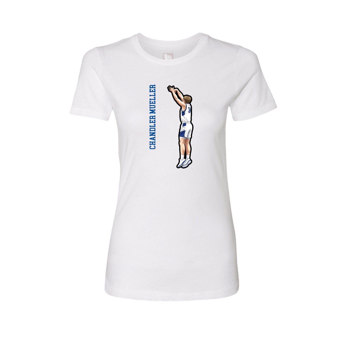 Fitted Women's Tee — Name Vertical in White