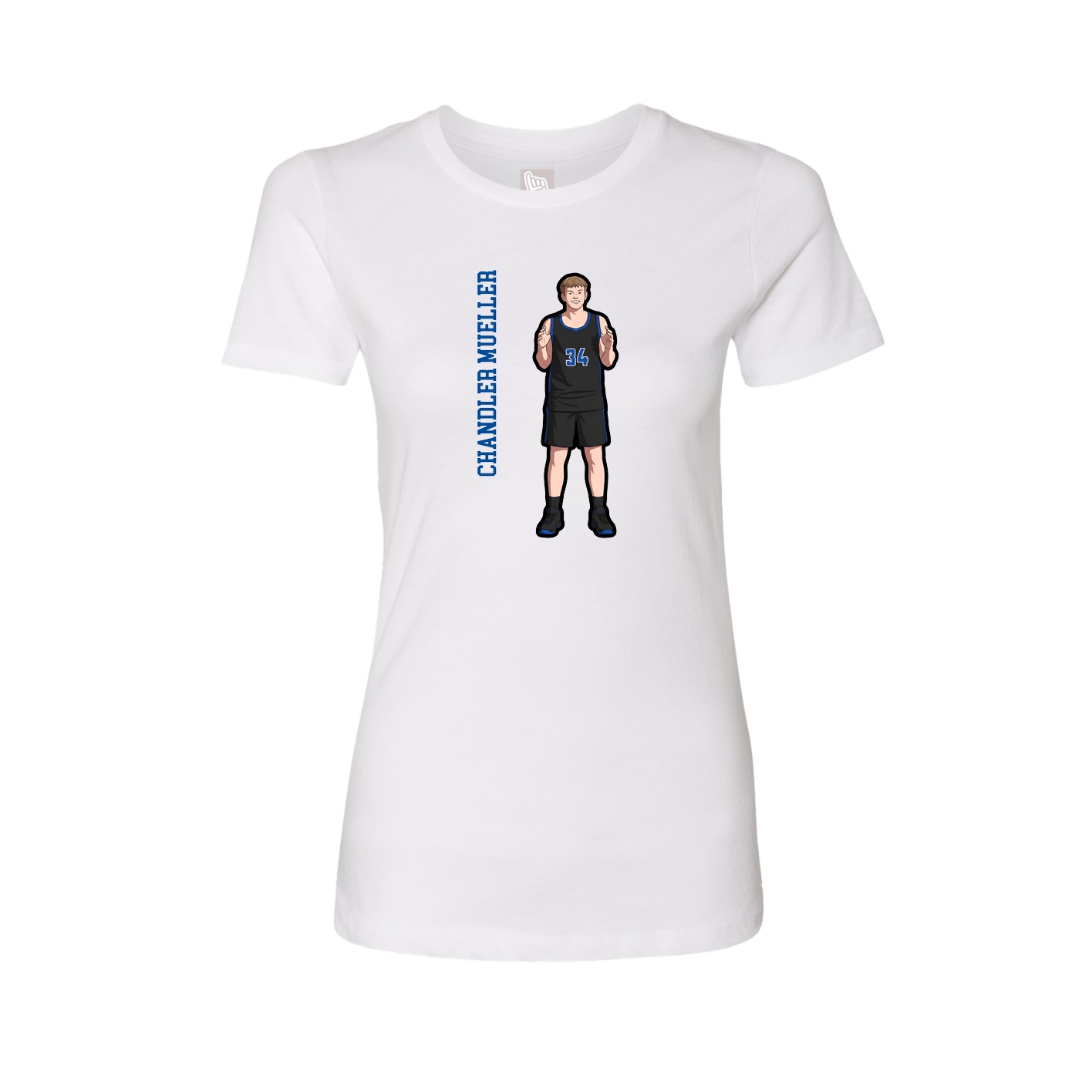 Womens Tee — Name Vertical in White