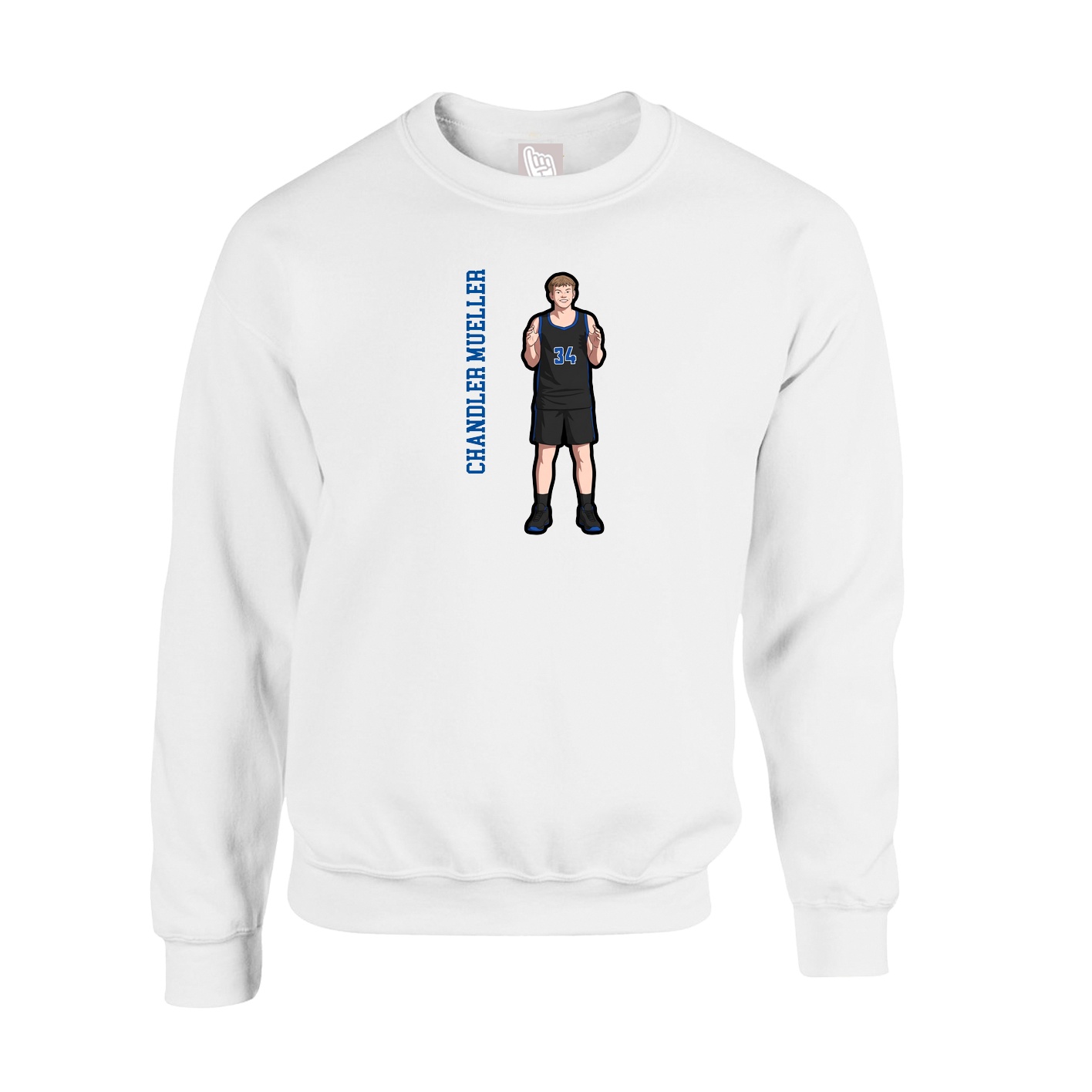 Fleece Crew — Name Vertical in White