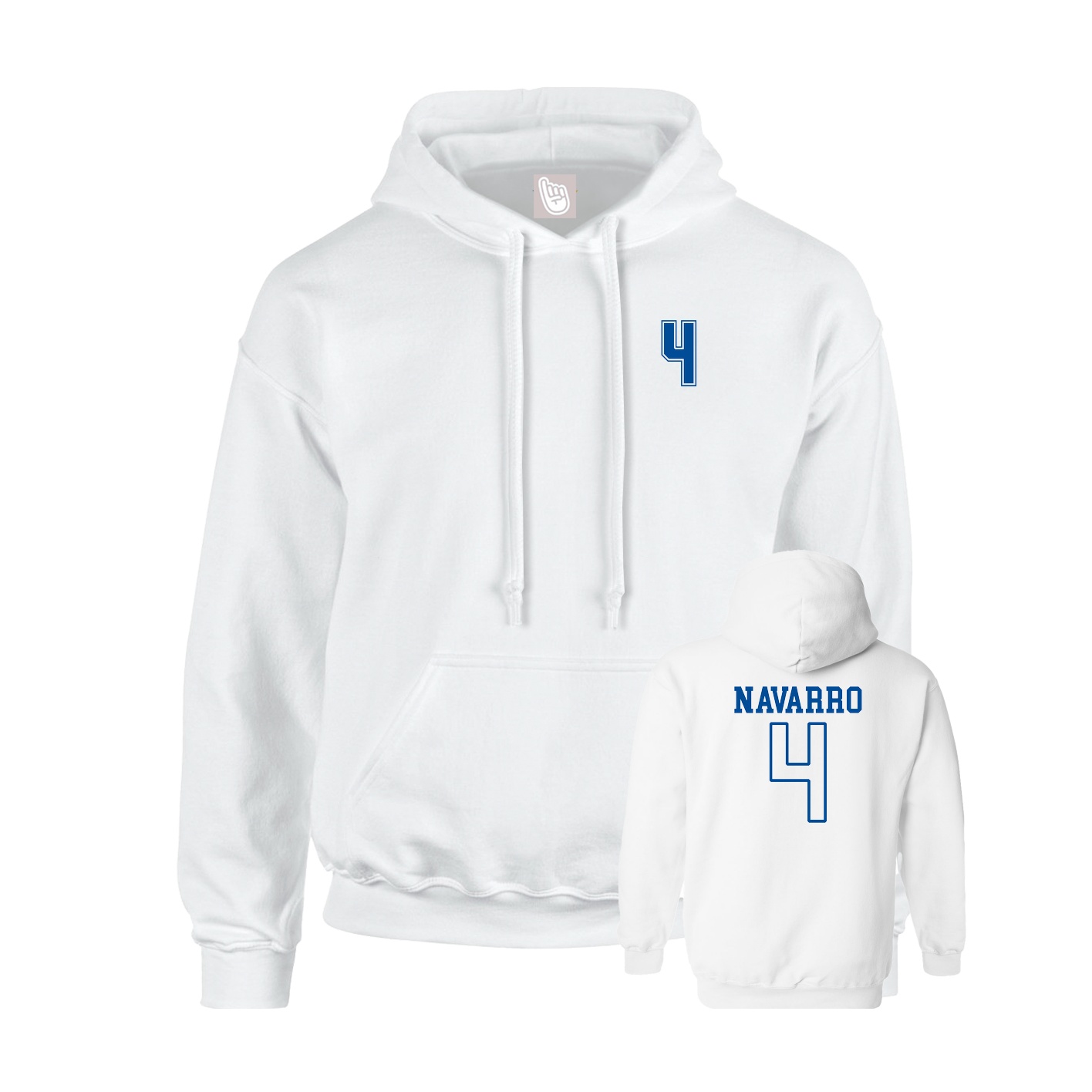 Youth Hoodie — Chest Back in White