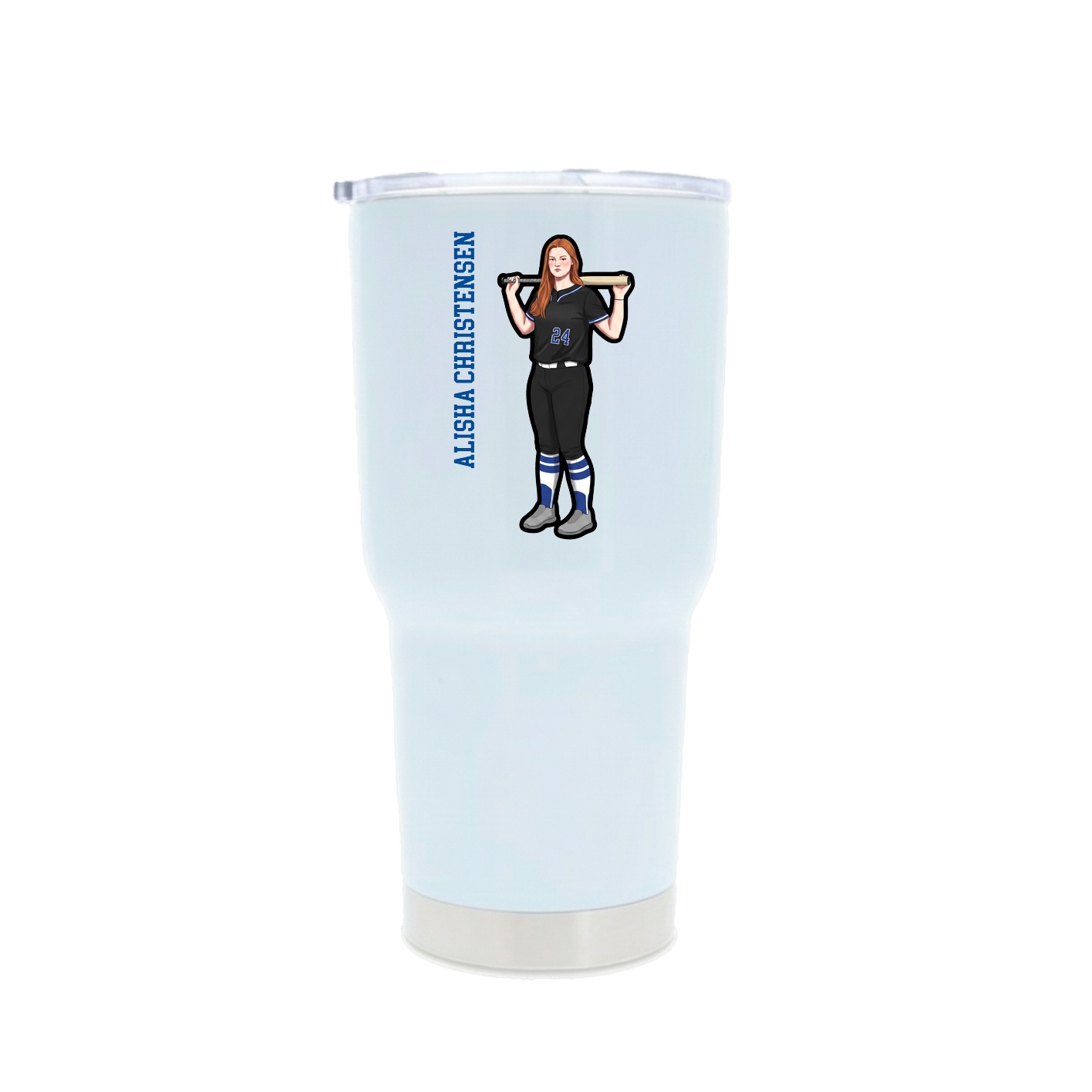 30oz Stainless Steel Tumbler — Name Vertical in White