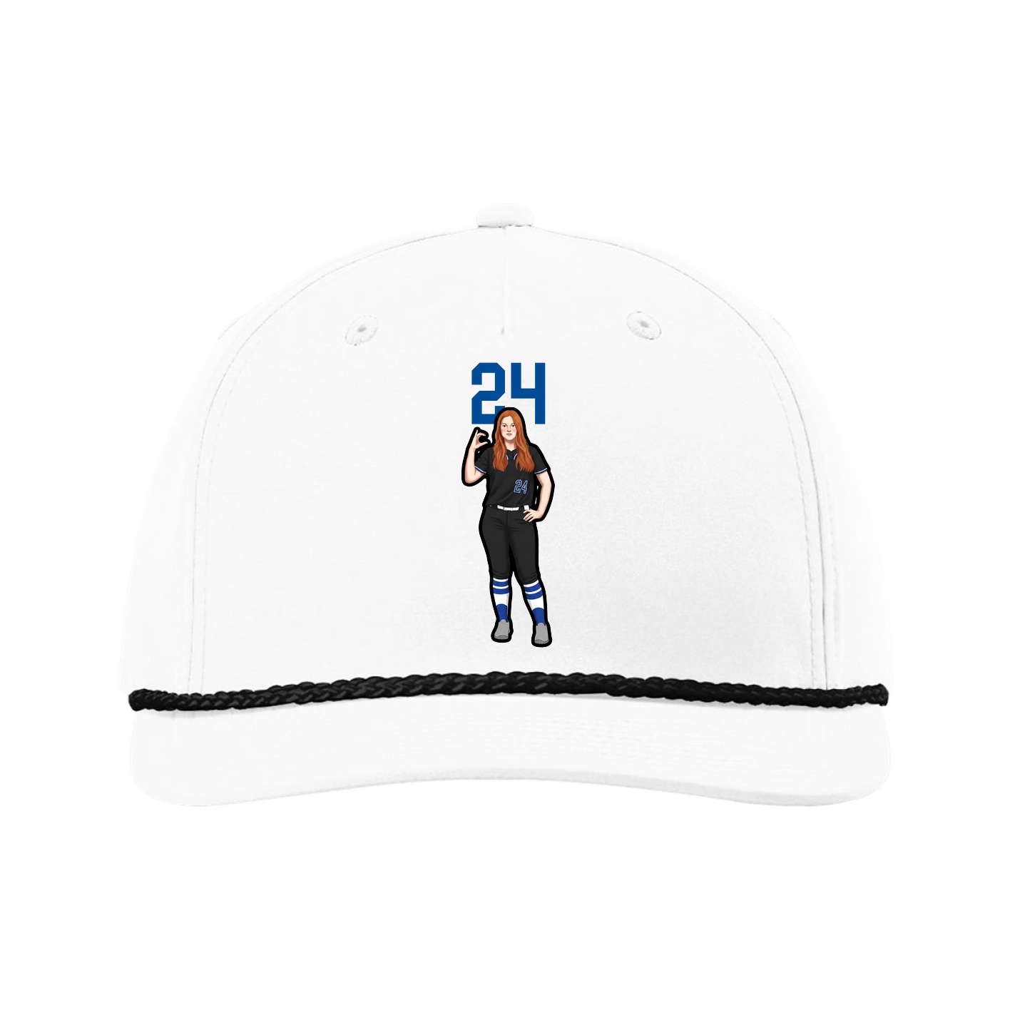 Five-Panel Classic Rope Cap — Number Top in White