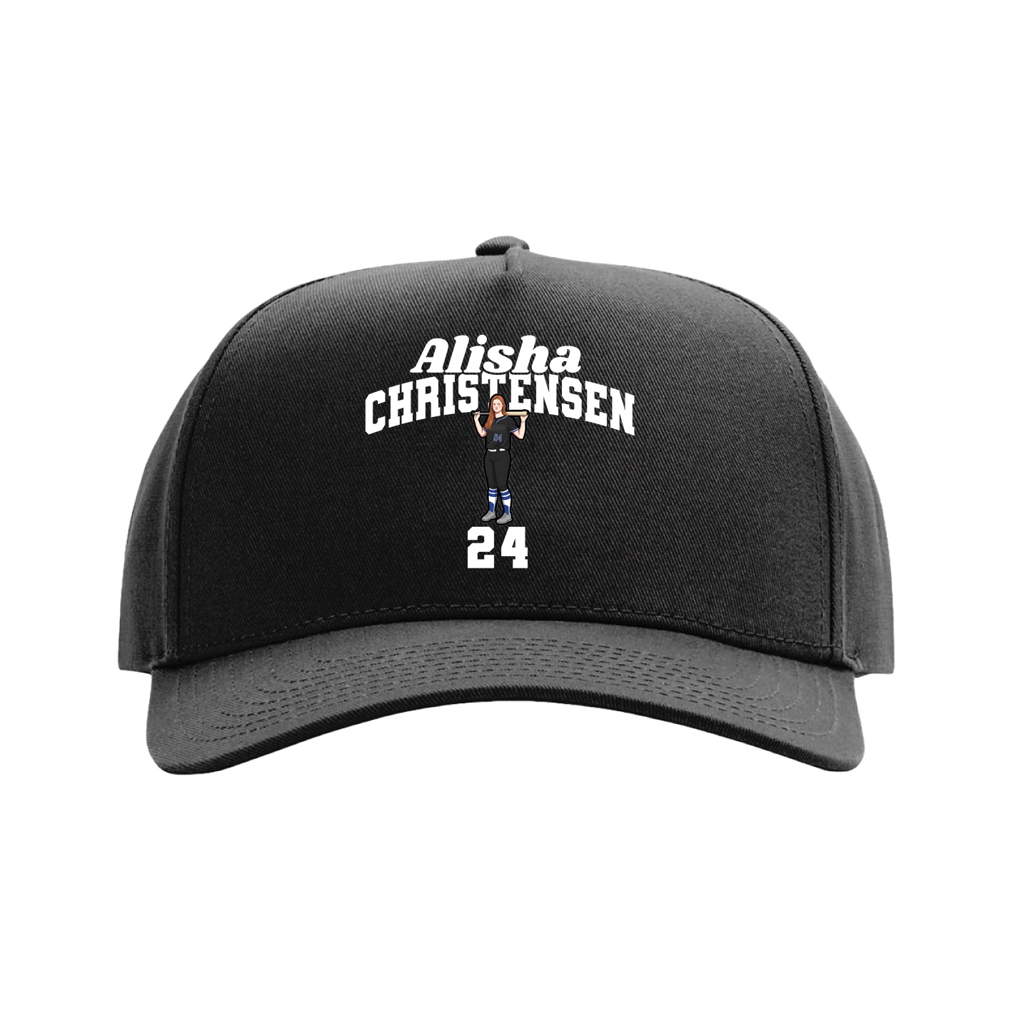Full Fabric Five-Panel Champ Cap — Signature Arch in Black