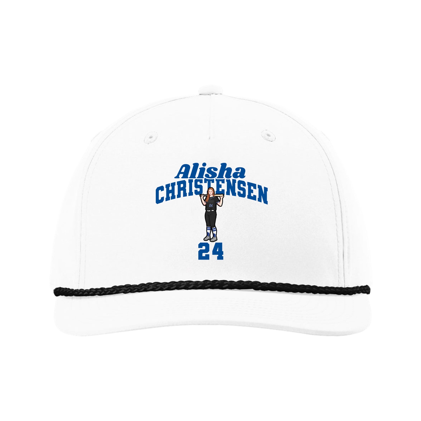 Five-Panel Classic Rope Cap — Signature Arch in White
