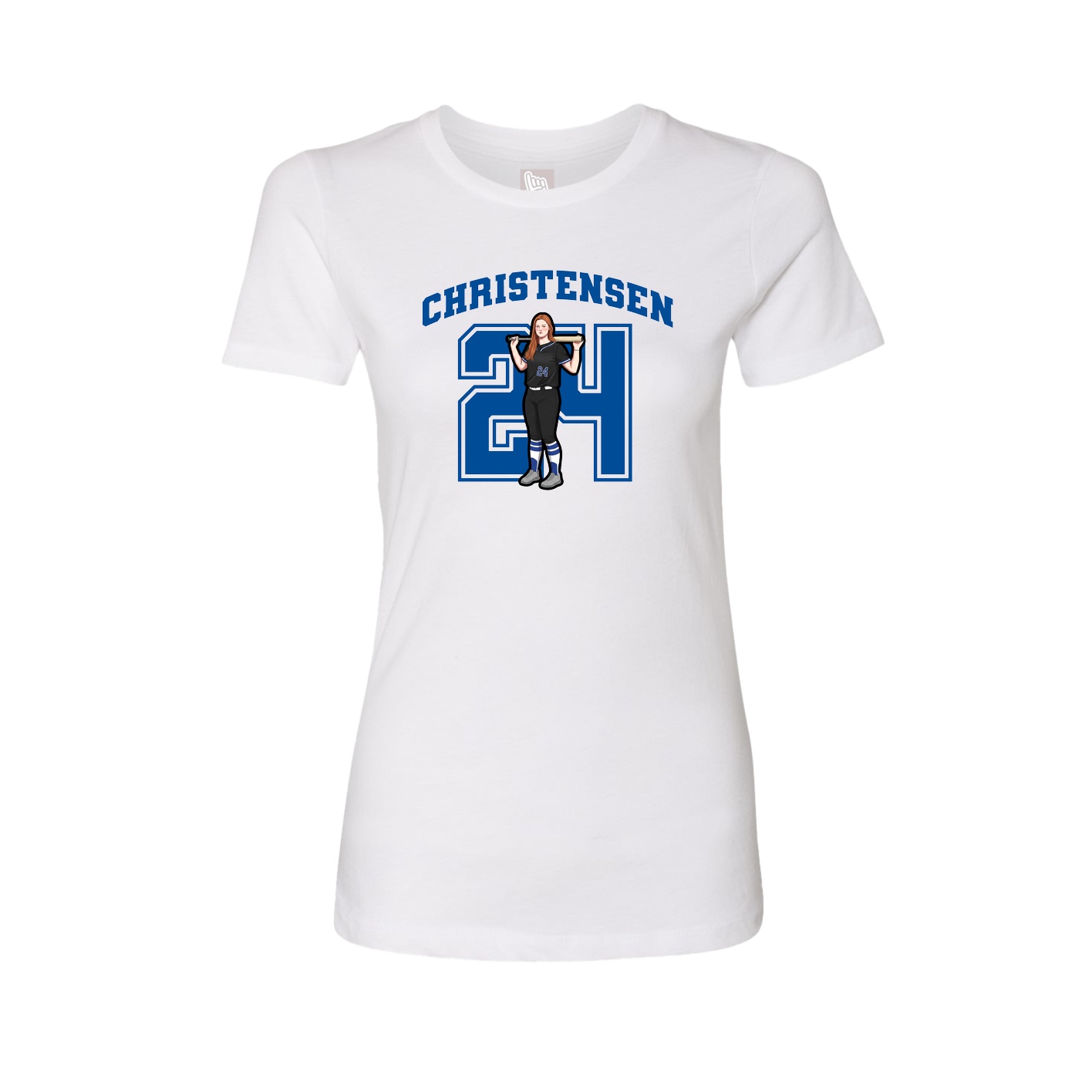 Fitted Women's Tee — Number in White