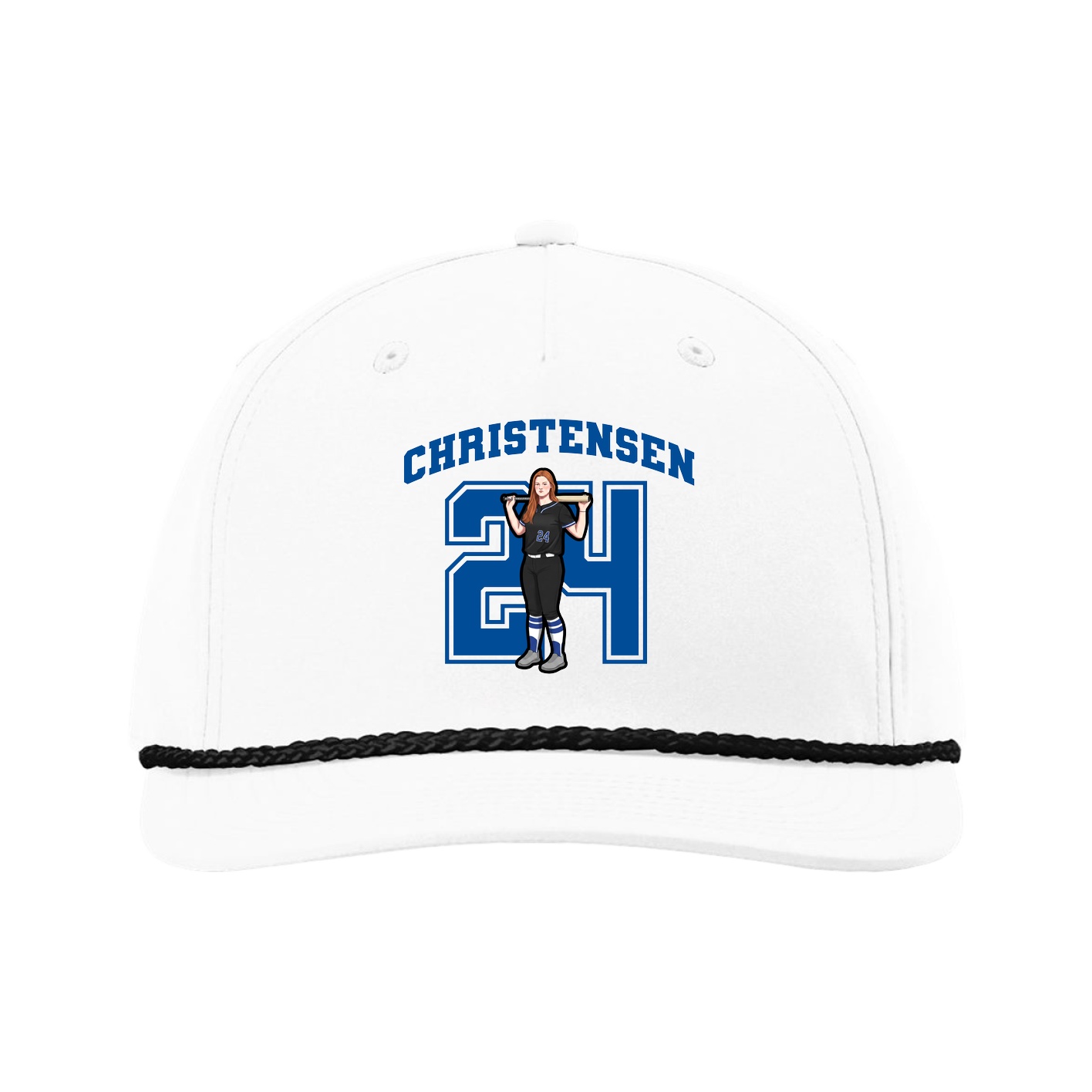Five-Panel Classic Rope Cap — Number in White