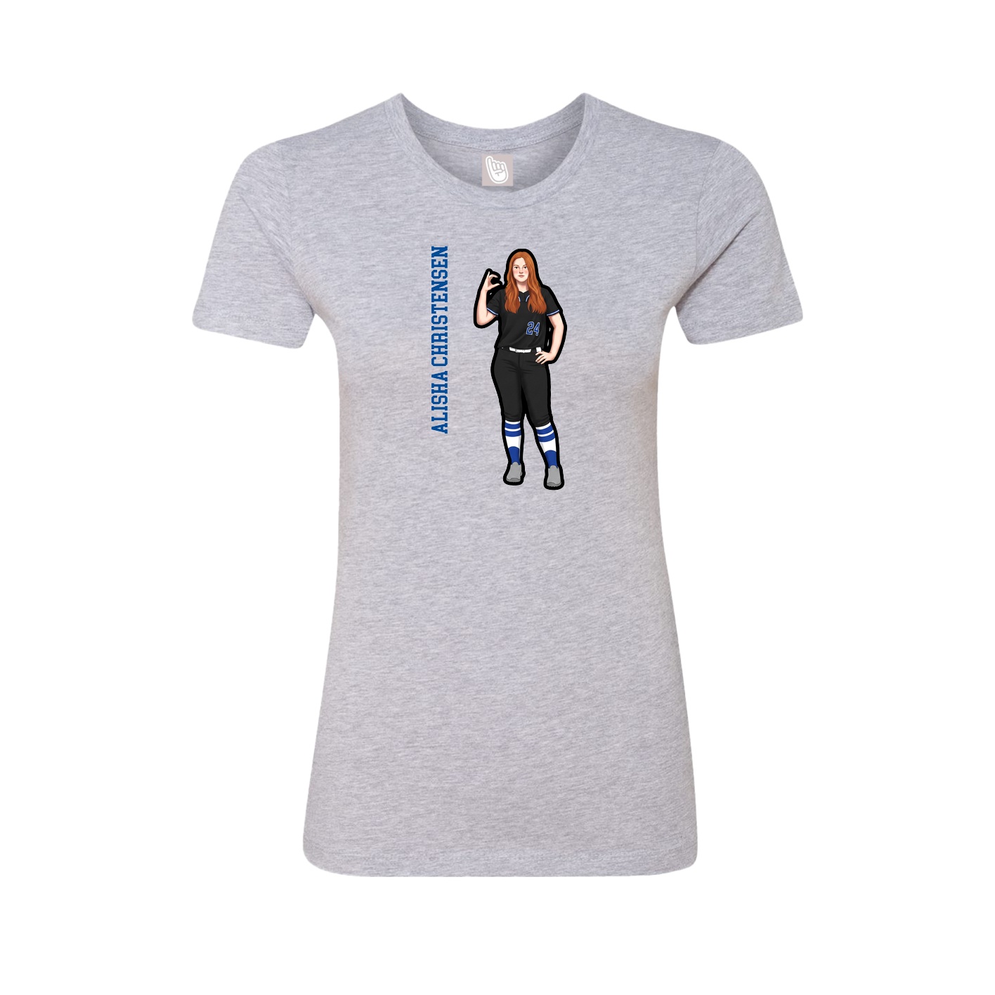Fitted Women's Tee — Name Vertical in Grey