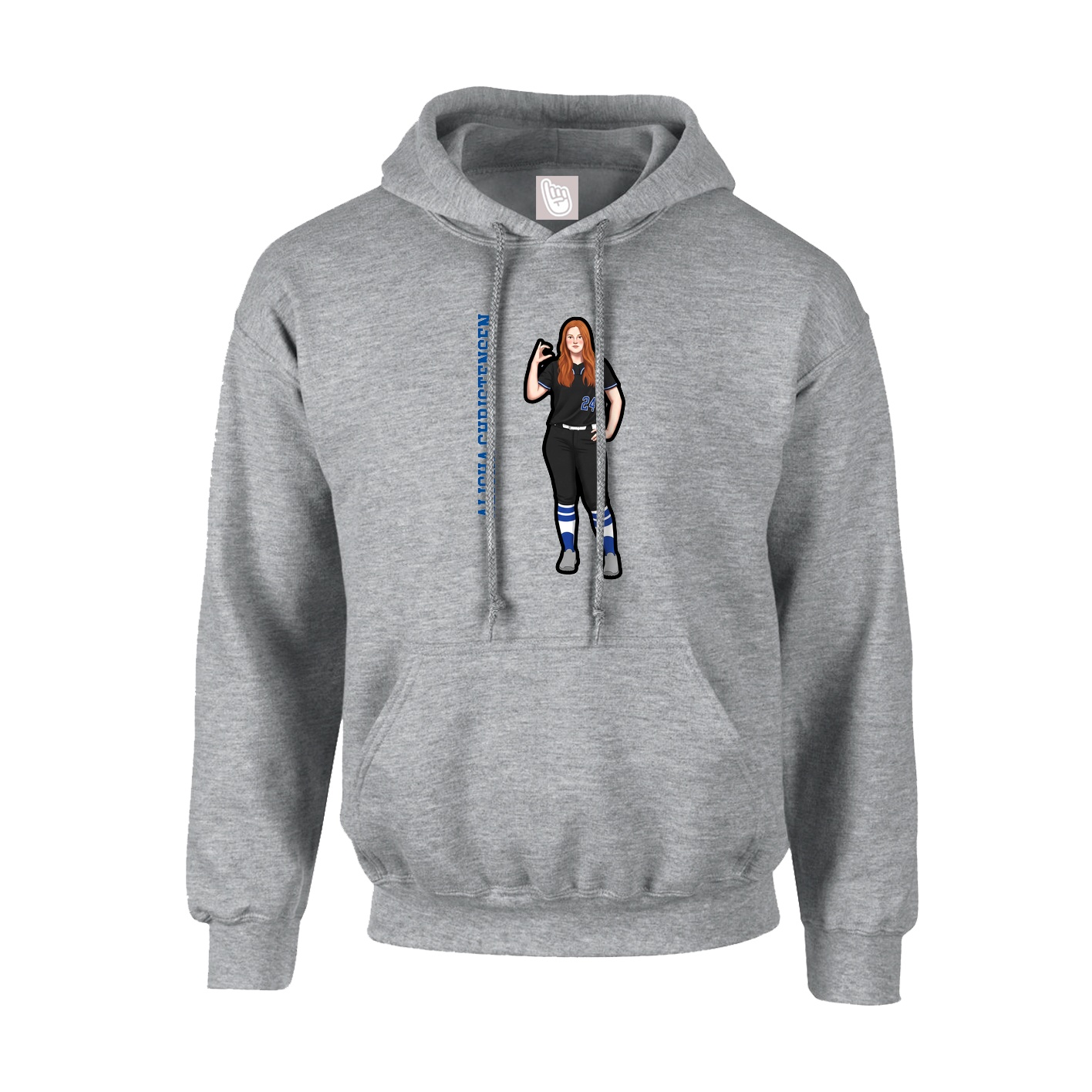 Youth Hoodie — Name Vertical in Grey