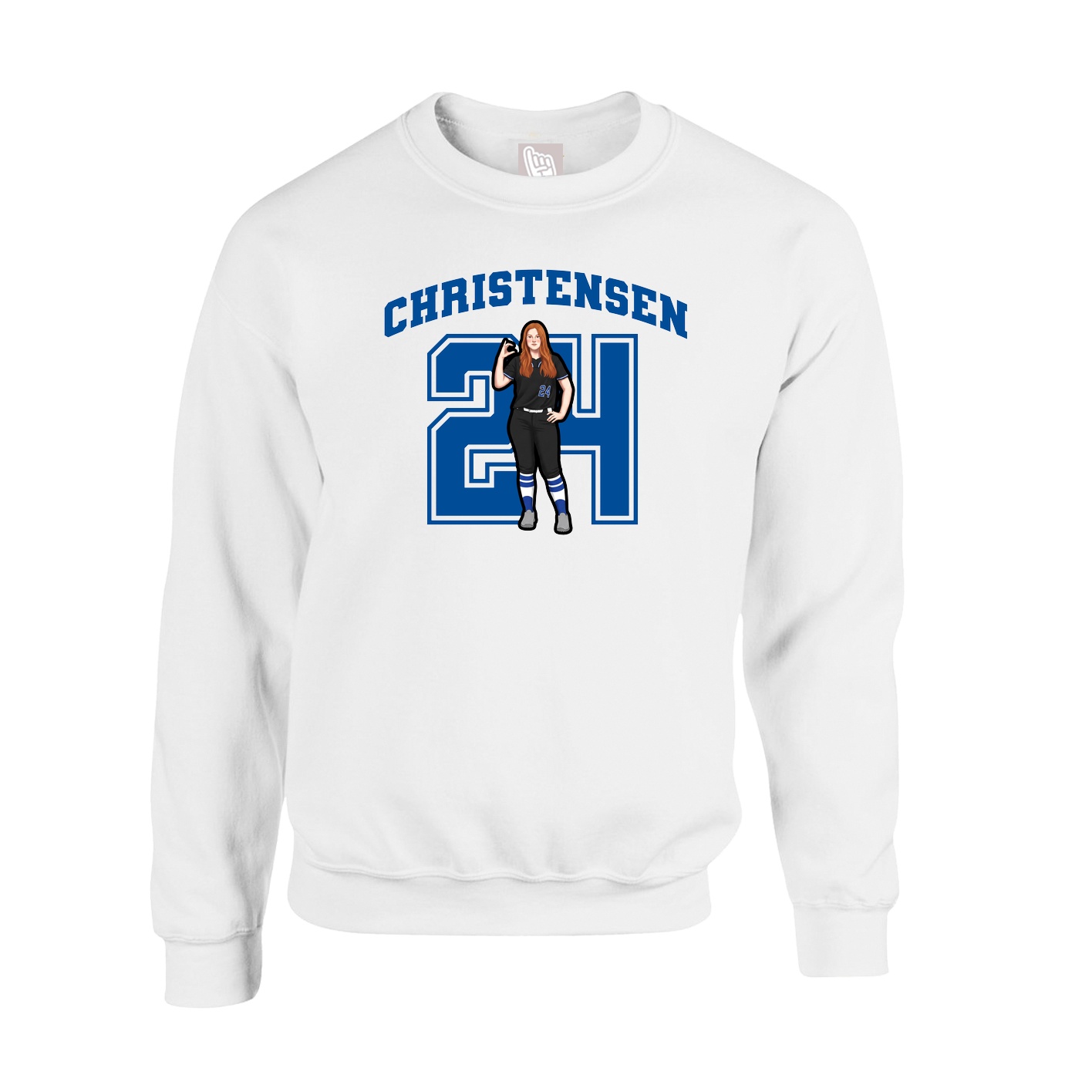 Fleece Crew — Number in White