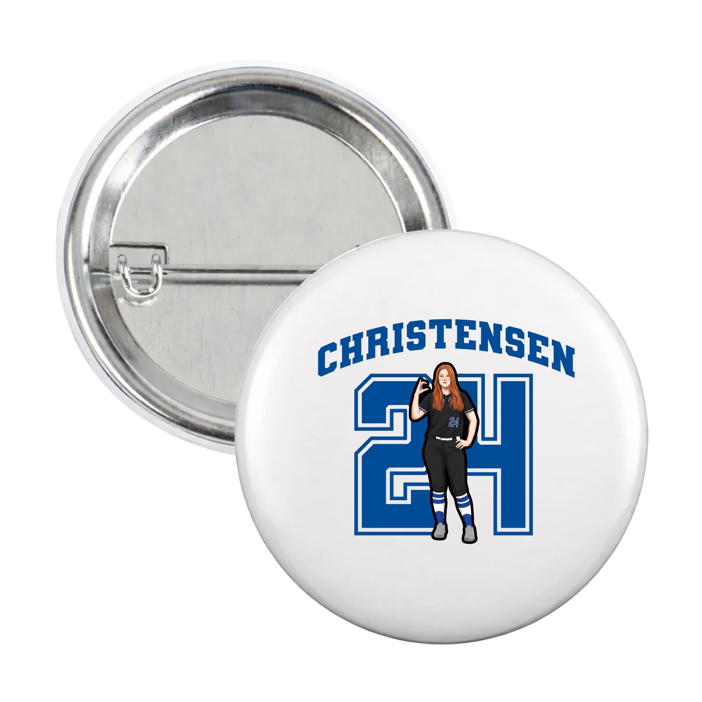 Game Day Button — Number in White