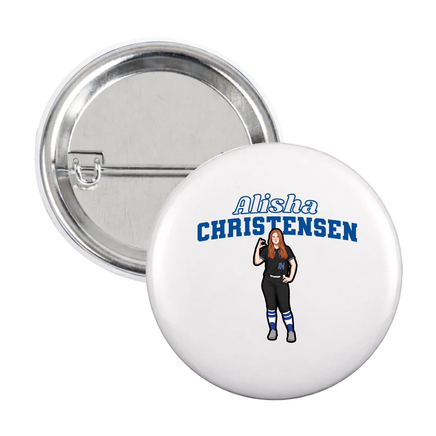Game Day Button — Name Arch in White