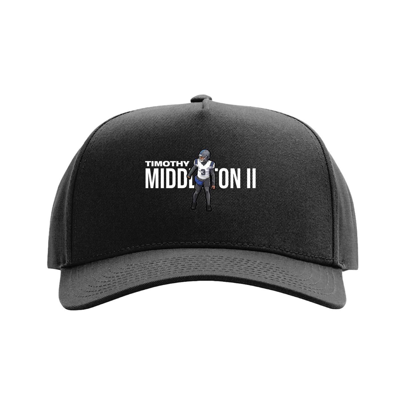 Full Fabric Five-Panel Champ Cap — Player Name in Black