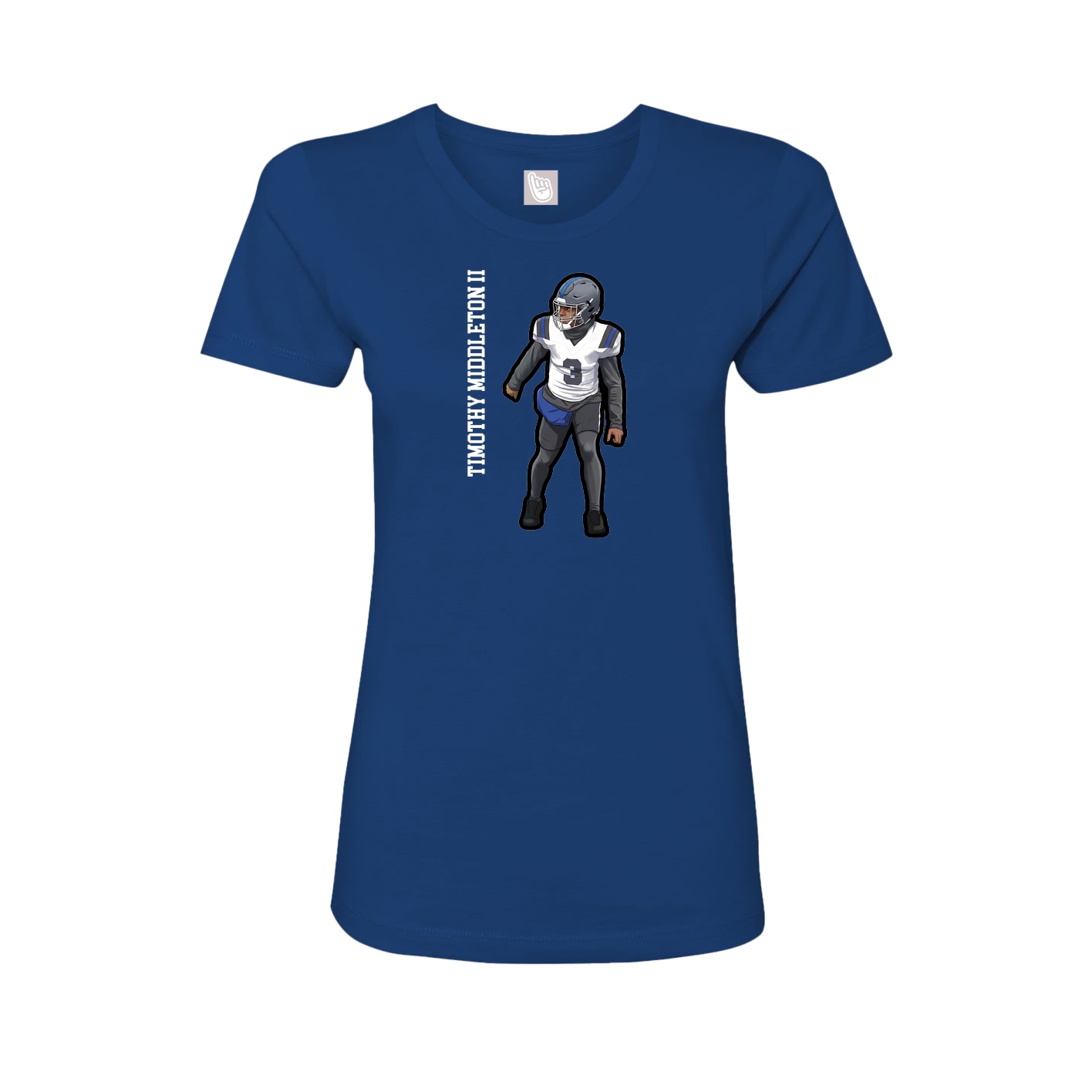 Fitted Women's Tee — Name Vertical in Royal
