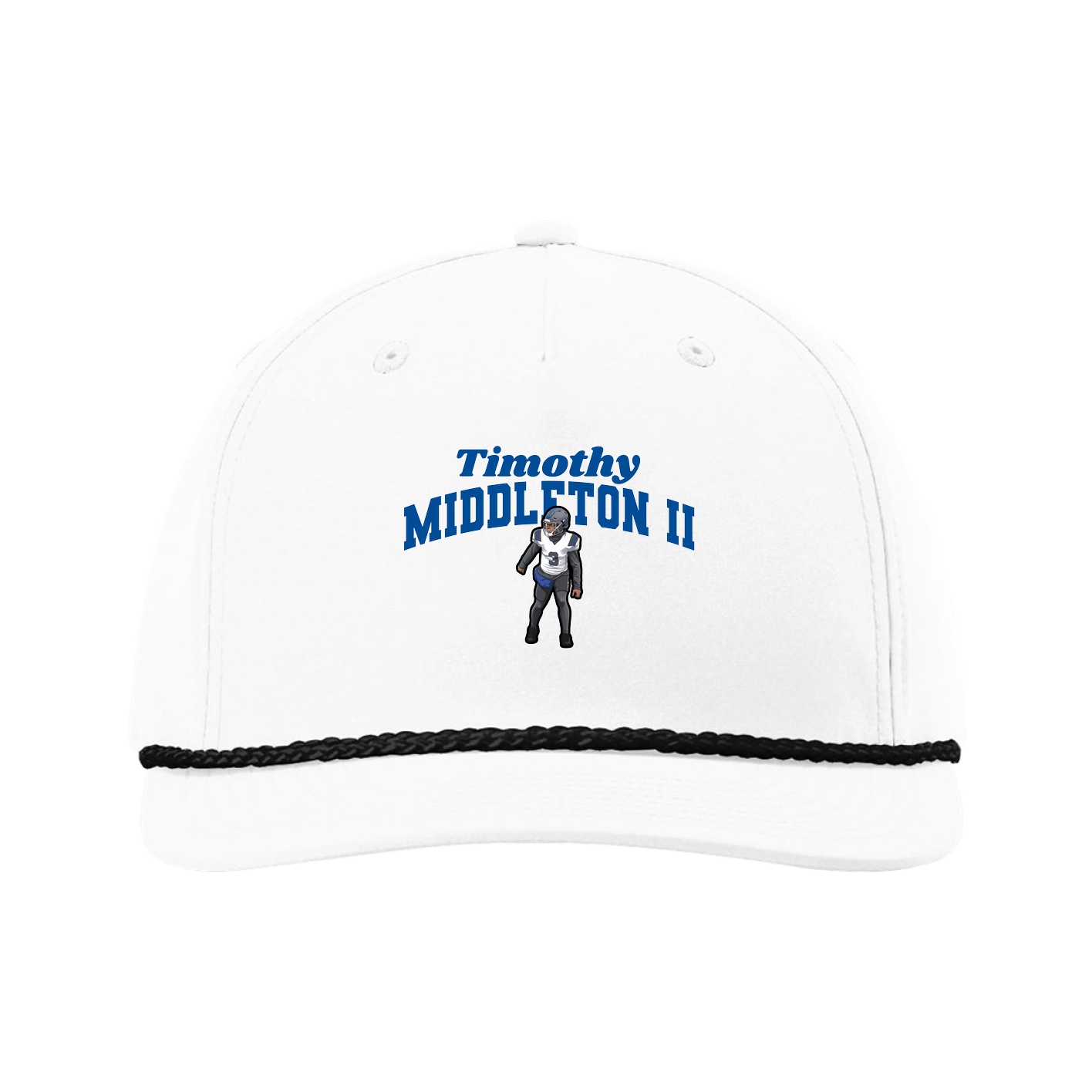 Five-Panel Classic Rope Cap — Signature Arch in White
