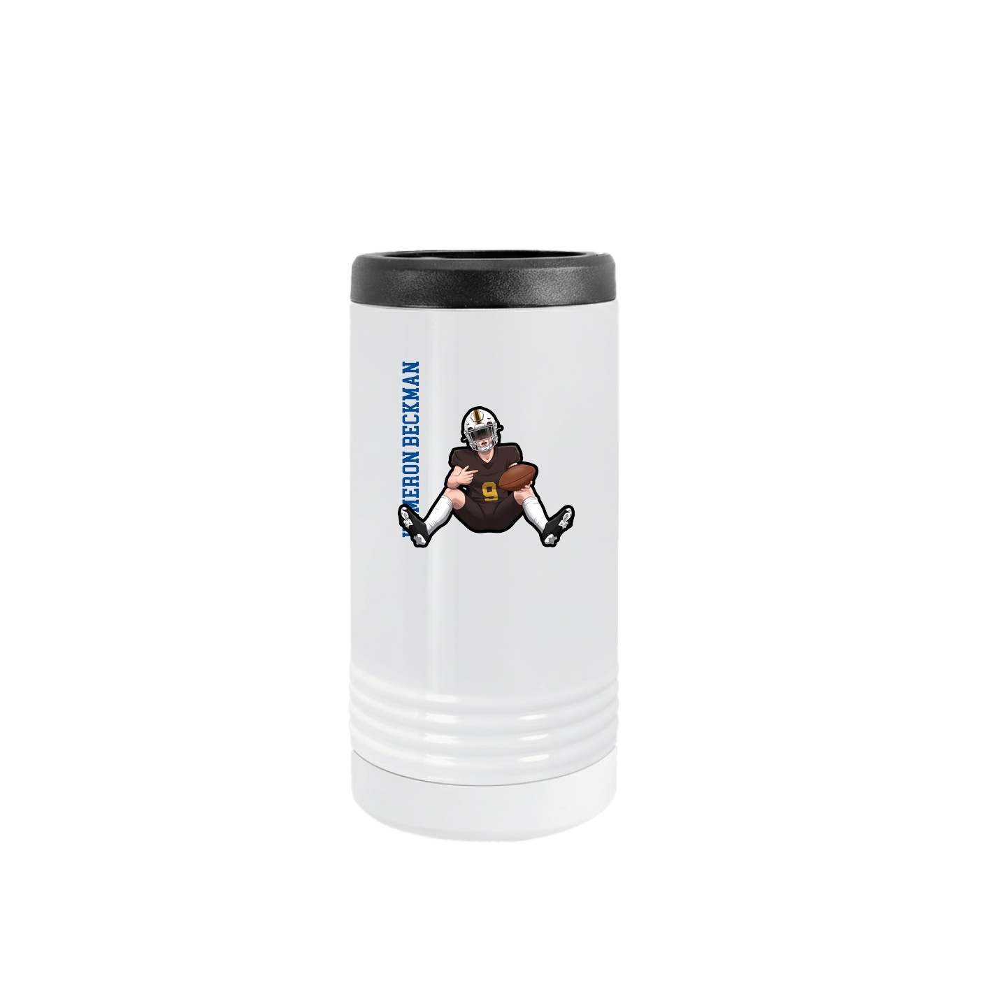 Slim Beverage Holder — Name Vertical in White